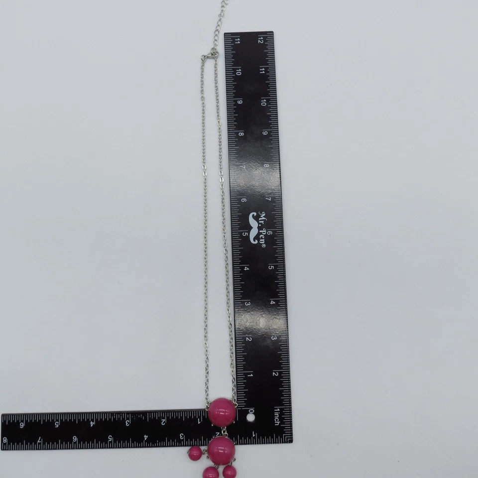 Collar Colgante Lavalier Cabujón Rosa Tono Plata Boho 21" Foto 3 de 4