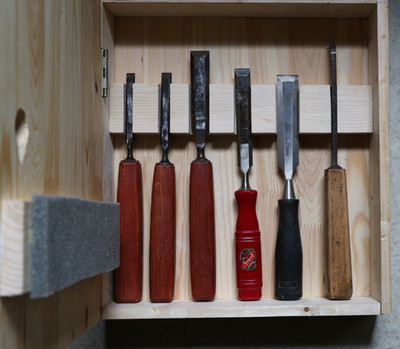 Stechbeitelset,Lochbeitel, 6 teilig   Holzbox  ,Spannsäge,Stanley,Hirsch