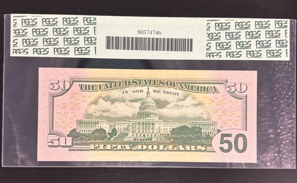 2004 $50 Federal Reserve Note PCGS 66PPQ Fancy Serial 8888 Gem Graded - Image 2 of 2