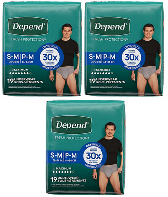 Depend Fresh Protection Adult Small/Medium Underwear 19 Ct-Pack of 3=57Underwear