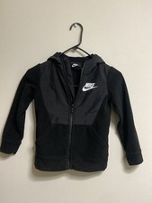 Nike Kids Black Zip Up Fleece Jacket with Hood Boys youth 7