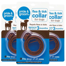 3 x Pride & Groom Flea & Tick Insect Repellent Collar 3 Months for Dogs Puppies