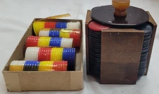 200+Pc Plastic Poker Mini Chips and Caddy 6 Colors Poker Card Game Chips 4 Game