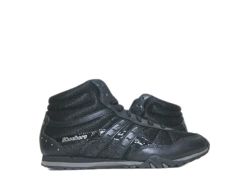 Skechers Black Men&rsquo;s Mid-Top Lace-Up Leather Athletic Sneaker