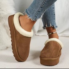 Women's Brown House Shoes Size 8 Comfy Slippers Slide On