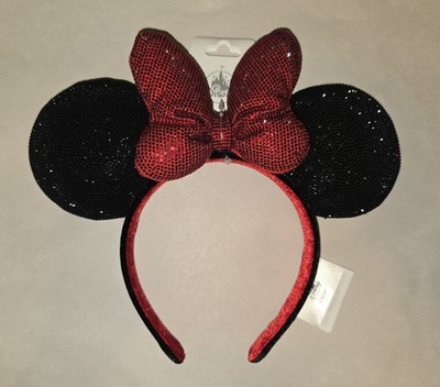 NEW 2026 Disney Parks Black Red Rhinestone Sequined Bling 