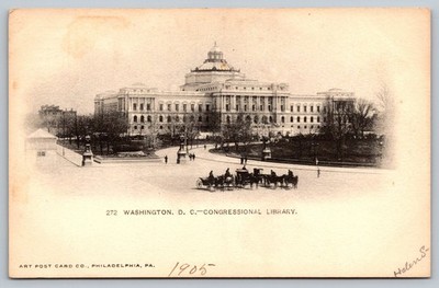 Vintage 1905 Washington D.C. Congressional Library Postcard Art Post Co.