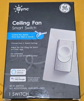 #ad GE Cync Ceiling Fan Smart Switch Wi Fi Alexa Google 4 Speed Setting White $13.99