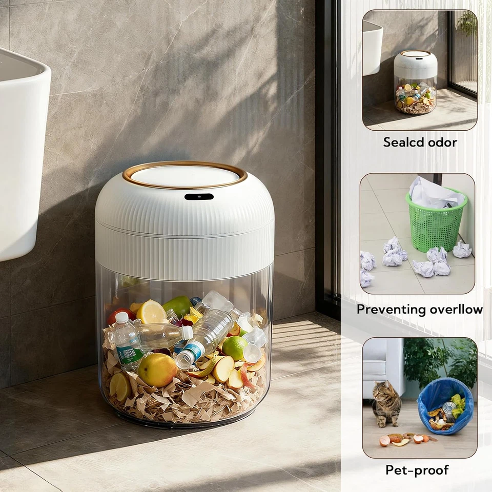 2 Pack Automatic Motion Sensor Trash Can with Lid,3 Gallon Slim Electric Garbage - Image 4 of 4