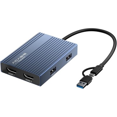 USB C auf Dual HDMI DisplayLink Adapter, 4K@60Hz, 2 HDMI, 100W PD Charging, D...