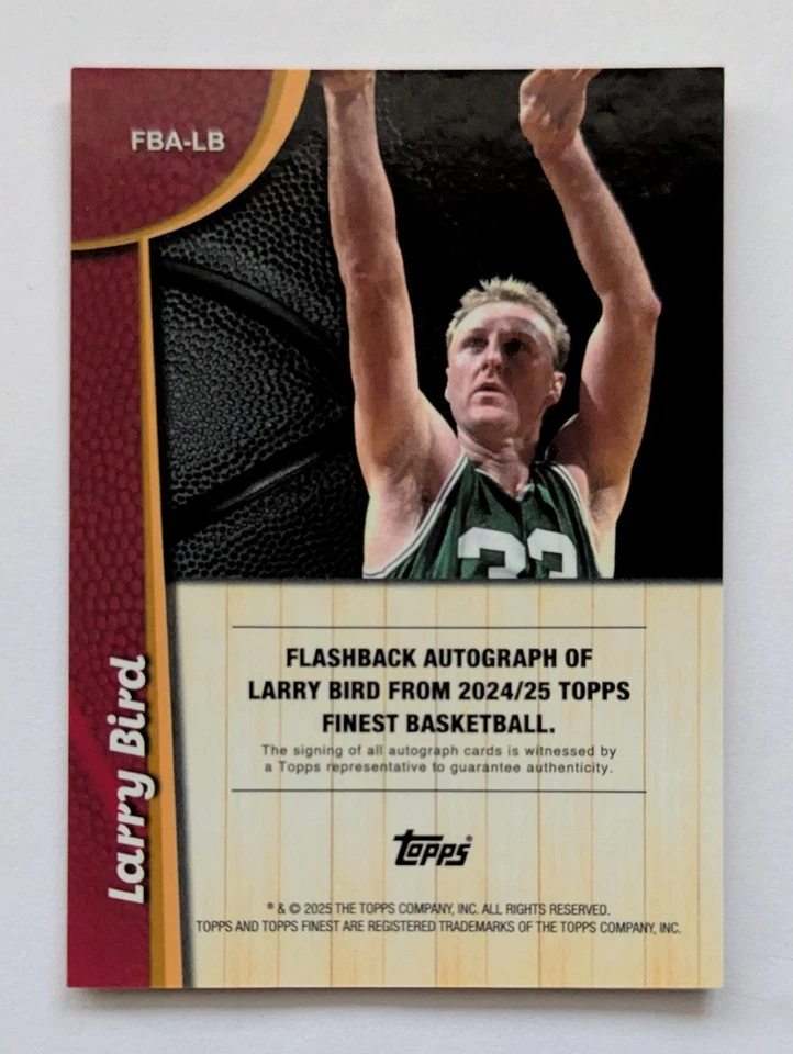Larry Bird 2024-25 Topps Finest Flashback Auto Gold Refractor/50 SP Celtics Salón de la fama Foto 2 de 2