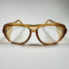 Crews C58 Z87 Safety Glasses W/ Side Shields 147mm Amber Brown Frames Vtg
