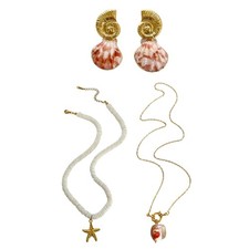 Beachy Jewelry Set Shell Conch Pendant Necklace Earrings for Trendsetters