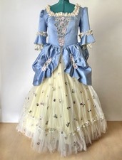 High Quality Custom Marie Antoinette Ball Gown Blue Floral Beaded Rococo Baroque