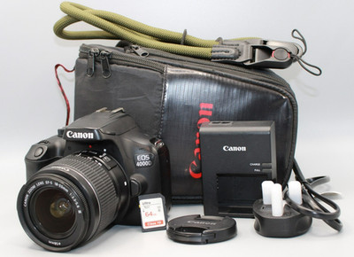 Canon EOS 4000D DSLR Camera + 18-55mm Lens Kit 18MP WiFi Full HD Black Tested