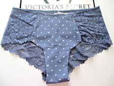 VICTORIA'S SECRET PINK No Show Cheeky Panty VS Lace Trim NWT Blue Dot S M L XL