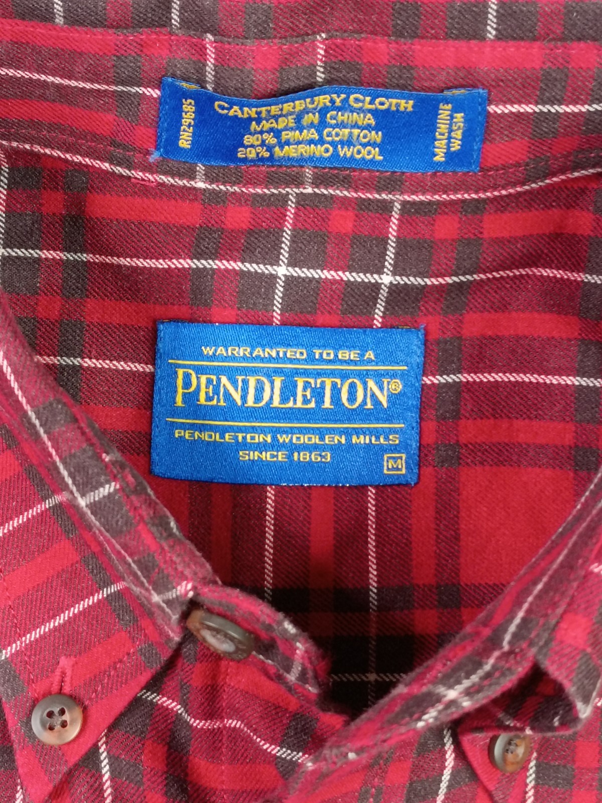 Pendleton Men’s Medium Merino Wool Button Shirt C… - image 3