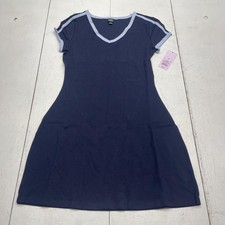 Wild Fable T Shirt Dress Womens Medium Navy Blue V Neck Short Sleeve Casual