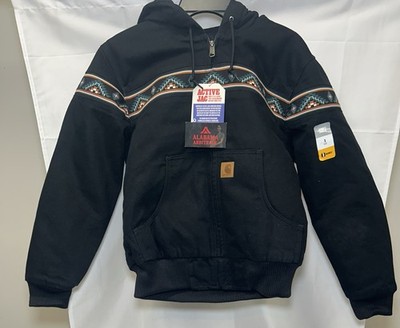 Carhartt 50th Anniversary Woman Montana Aztec Jacket Black Size Small in hand