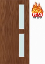PREMDOR Internal Fire Door 2L 16G Pre-Finished Walnut Color Office Style Door