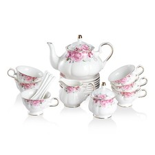 Porcelain Tea Sets, Vintage British Floral Relief Gold Rimmed Teapot Cup and ...