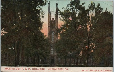 Franklin & Marshall College Main Building Lancaster Pennsylvania 1923 Postcard