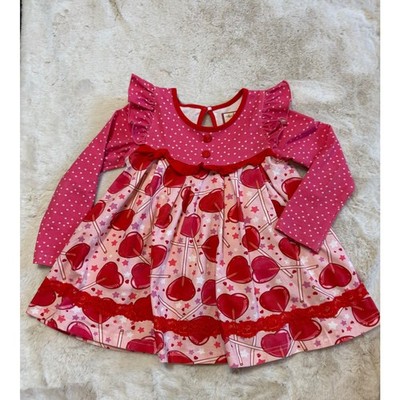 Cheeky Plum Lollipop Love Dress Size 5T Boho Flutter Long Sleeved