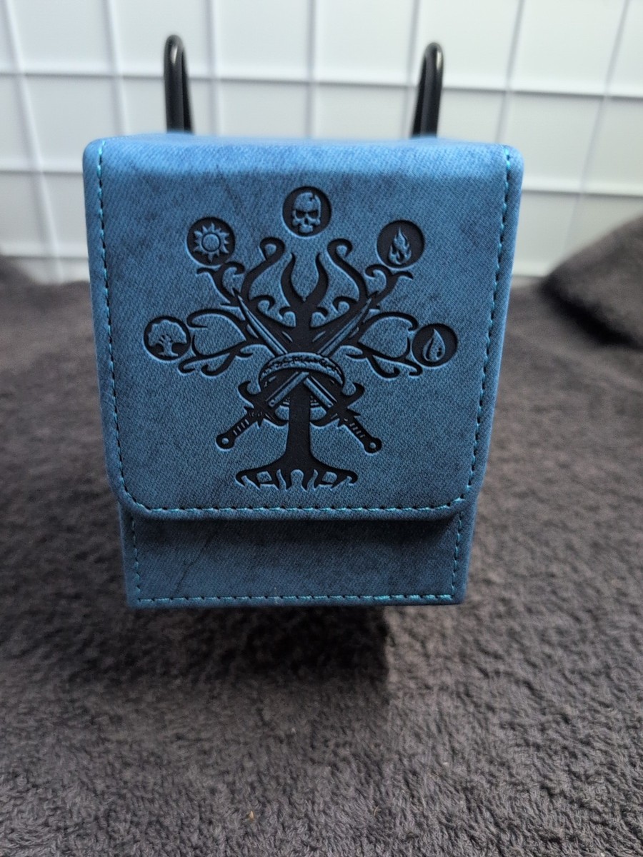 MTG Commander Deck Box, PU Leather, Holds 100+ Cards, Navy Blue