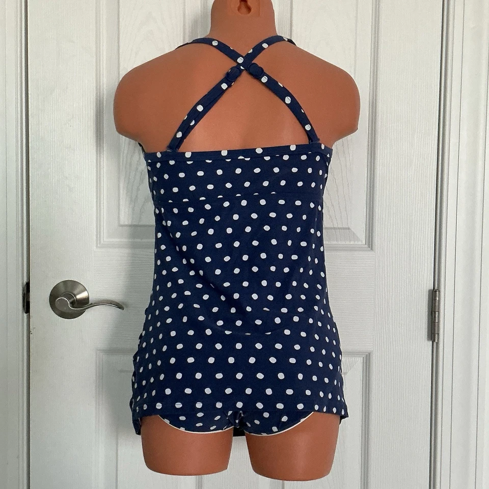 Juego Tankini Seafolly 2 Piezas 10DD Parte Superior, 6 Parte Inferior Azul Marino con Lunares Nuevo con Etiquetas Foto 3 de 4