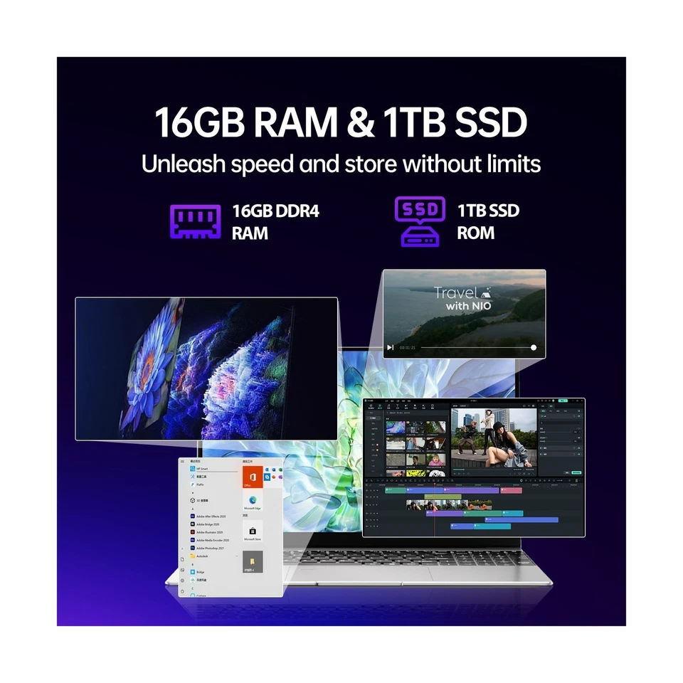2025 Latest 15.6'' Laptop Compatible with Windows 11, 1TB SSD 16GB Dual-Chann... - Image 3 of 4