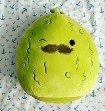 12in Pickle Plush with Mustache Soft Stuffed Toy Cute Green Collectible Doll New