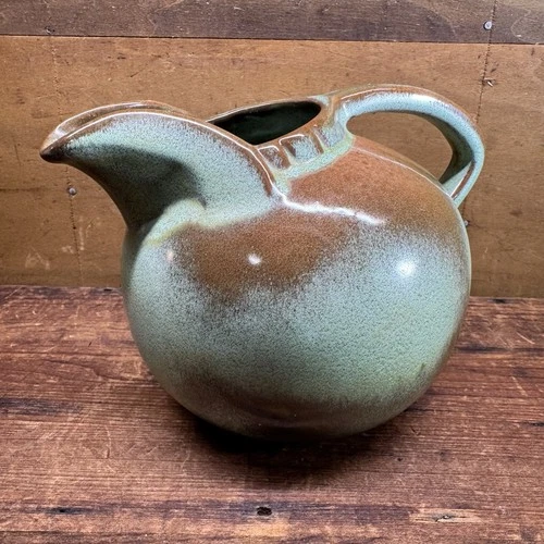 Vintage FRANKOMA POTTERY GRACETONE #87 BALL PITCHER JUG Prairie Green