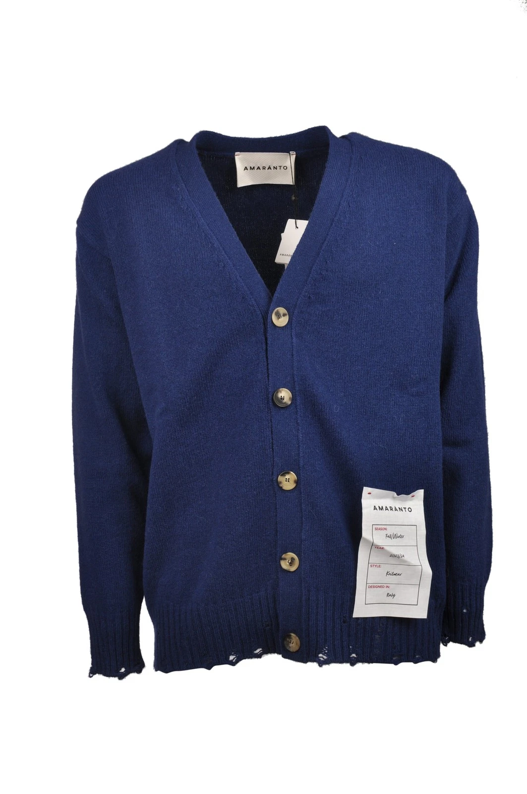 AMARANTO Men's Navy blue Long-sleeve cardigan Size S-M