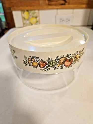 VINTAGE PYREX WARE Corning Ware SPICE OF LIFE Glass Bowl Canister Twist On Lid