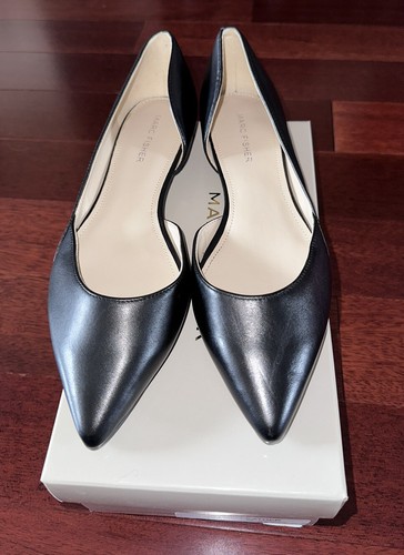 NWB Marc Fisher MFANNY Leather Pointed Toe Black Flats sz 7.5