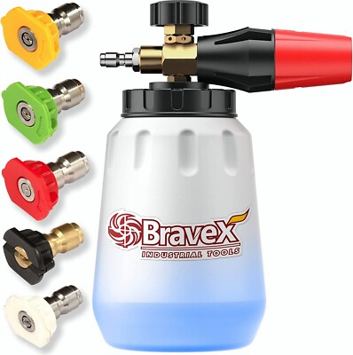 1/4'' Snow Foam Pressure Washer Gun Car Wash Soap Lance Cannon Spray Jet Bottle