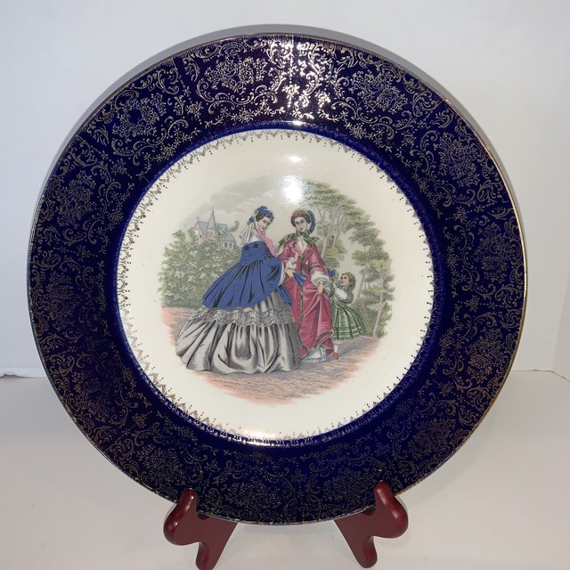 Vintage Plate Century by Salem USA Victorian Ladies Navy Blue Rim 23K Gold Trim eBay