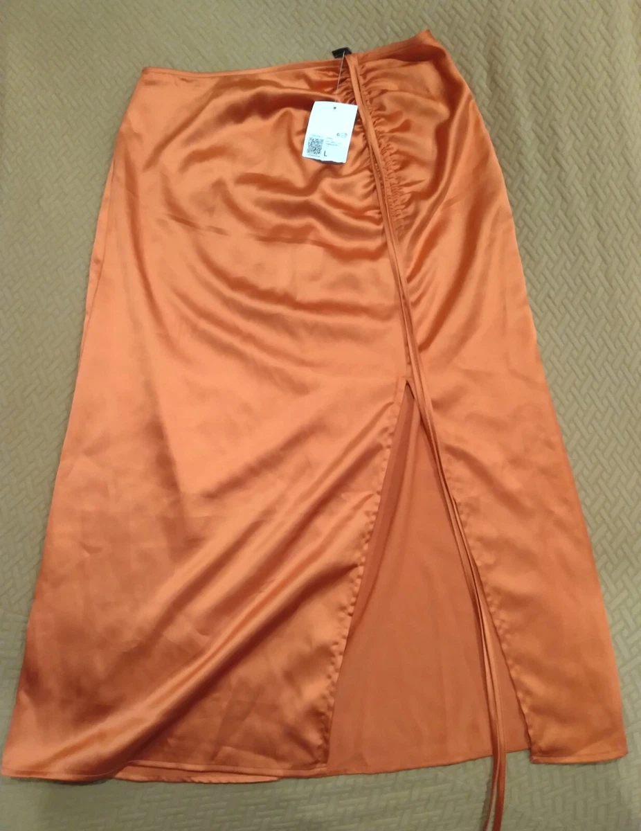 Ruched orange drawstring skirt eBay