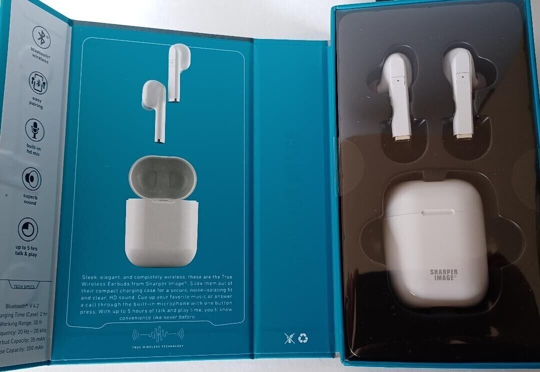 Sharper Image True Wireless Earbuds White A1 for sale online