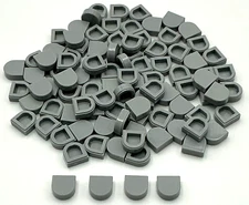 Lego 100 New Light Bluish Gray Tiles Flat Smooth Round 1 x 1 Half Circle Parts