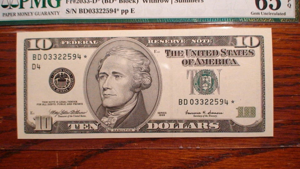 1999 PMG GEM 65 EPQ TEN DOLLAR CLEVELAND *STAR* NOTE HI GRADE $10.00 BILL! - Image 2 of 4