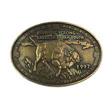 Vintage Running Strong For American Indian Youth 1997 Metal Belt Buckle