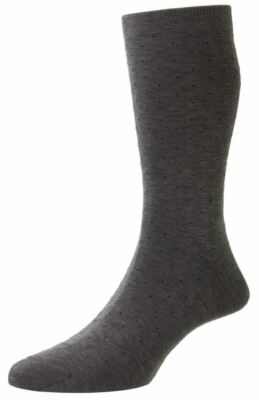 Pantherella Mens Gadsbury Cotton Fil D'Ecosse Pin Dot Socks - Mid Grey Mix