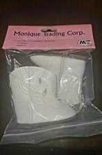 Monique Trading Corp 713B White Zip Fancy Cowboy Boots Size 72MM New Free Ship