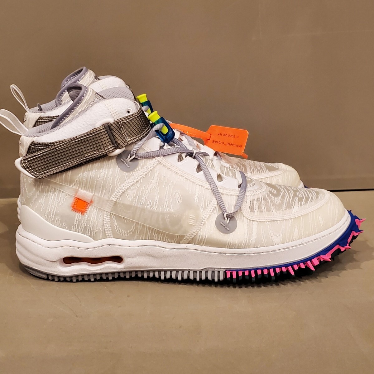 Nike Air Force 1 Mid Off-White White Clear White DO6290-100 Mens sz 15 OG All DS Nike Air Force 1 Off-White Mid White On Foot Sneaker Review  main image 3