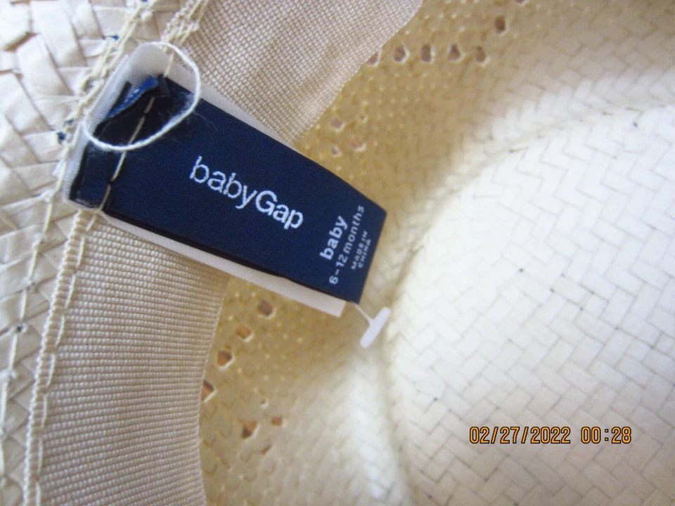 NUEVO CON ETIQUETAS SOMBRERO DE PAJA BABY GAP BABY BOY 6 12 ROJO TOSTADO BLANCO AZUL CINTA RIBETE PASCUA Foto 3 de 4