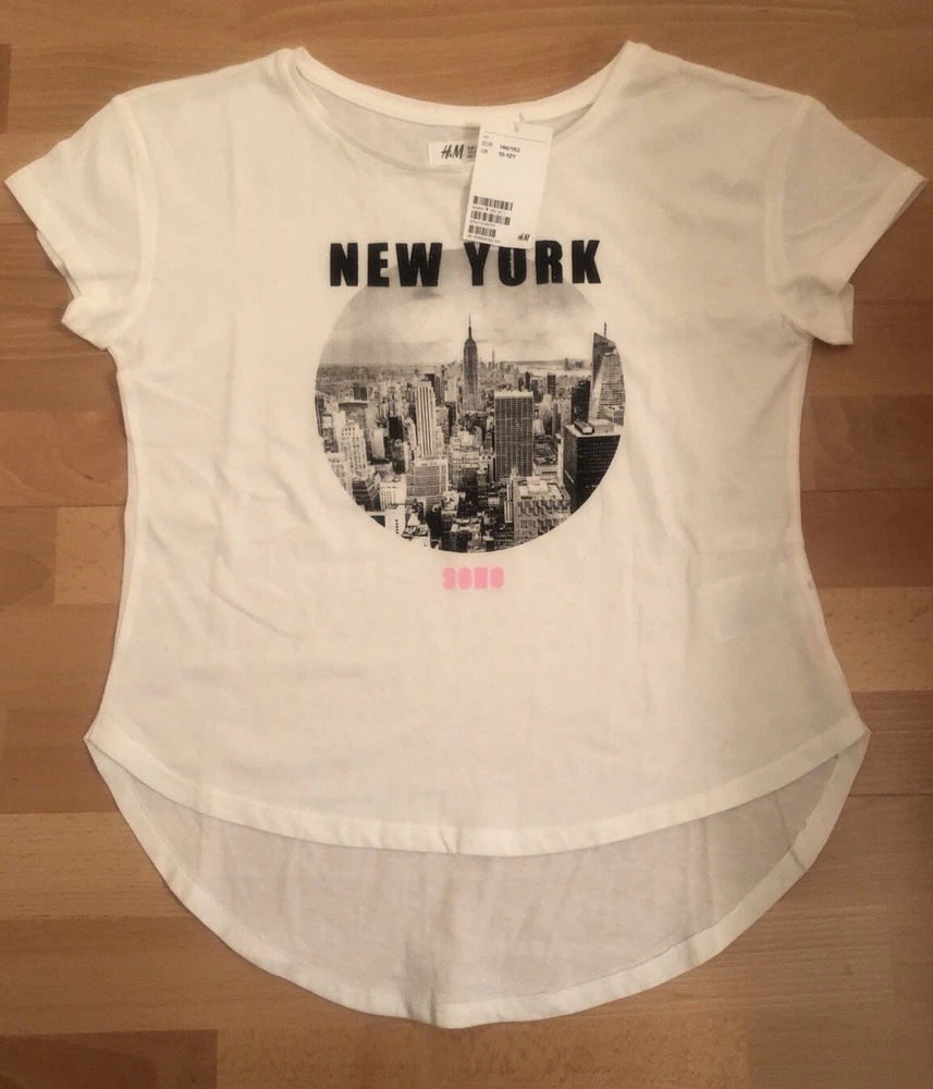 T-SHIRT, Größe 146/152, H&M, Neu, New York, Schriftzug glitzert