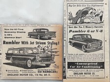 2 1957 newspaper ads for Rambler - 1958 Wagon, Rambler 6, economy champs