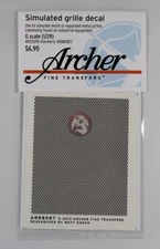 Archer G-Scale (1/22.5) Simulated Grille Decal Railroad / Equipment Mesh AR35378