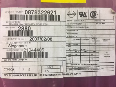 (10 PIECE LOT) 0878322621, 87832-2621, MGRID HDR SHRD SMT/SLOT/PG 26CKT, ROHS